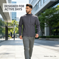 Veste légère pour homme en nylon recyclé, coupe-vent, imperméable, respirante, à séchage rapide, avec fermeture éclair et col montant, entièrement zippée, pour activités de plein air et usage décontracté