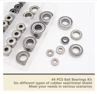 Kit d'assortiment de roulements à billes 44 pièces en acier au carbone à gorge profonde C3 P0 de précision pour roues de meubles, impression 3D, etc., 7 tailles
