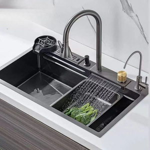 Thickened 304 Stainless Steel Undermount Kitchen Sink Left Drain Vegetable Washing Basin Water Sink - Product Image 1
