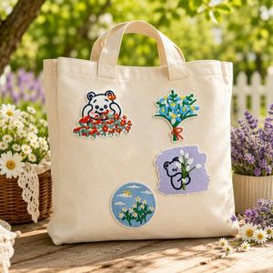 Parche Bordado Termoadhesivo con Diseño Floral Estilo Pastoral, Osito de Primavera y Follaje para Decoración de Ropa, Bolsos y Sombreros - Product Image 6