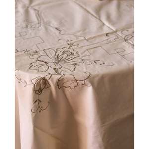 Nappe de style européen en lin mélangé Robcultura, gris, broderie, 12 serviettes, motif carré, salon, hôtels, mariages - Product Image 4