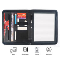 Carpeta organizadora de cartera de archivos con cremallera negra A4 de cuero PU carpeta de documentos con mango oculto cartera de negocios