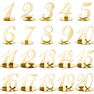 Numéros de table en acrylique doré BOSN, supports élégants pour réceptions de <span class=keywords><strong>mariage</strong></span>, base miroir pour événements et <span class=keywords><strong>traiteur</strong></span> - Product Image 1