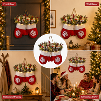 Guirlande de Noël en forme de gant avec LED, pommes de pin, baies et flocons de neige, pour porte ou mur d'entrée, fournisseur OEM