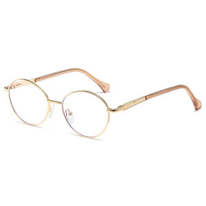 לוגו מותאם אישית מתכת סגלגל משקפיים כחול אור חוסם משקפיים מסגרת נשים גברים משקפיים וינטג מרשם עיניים - Product Image 5