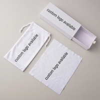Étui de luxe pour lunettes de soleil et de vue blanc et noir avec logo personnalisé, pochette et chiffon pour lunettes, ensemble complet