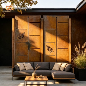 Paravent de jardin moderne en acier Corten, résistant aux intempéries, écologique, rustique, orange, rectangulaire, ornement pour la décoration de jardin - Product Image 6