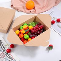 Boîte alimentaire biodégradable en papier kraft, résistante à la graisse, compatible micro-ondes, jetable, pour la restauration