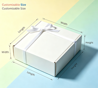 Boîte cadeau personnalisée avec logo, carton pliable blanc avec ruban imprimé et nœud pour mariage, cosmétiques, vêtements