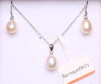 Colliers de perles d'eau douce naturelles de 8 à 9 mm, en argent 925, vente en gros, ensembles de bijoux de mariage