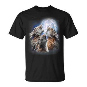 Camiseta con estampado de 3 conejos chillando al luna, ropa promocional para amantes de conejos y zorros - Product Image 1