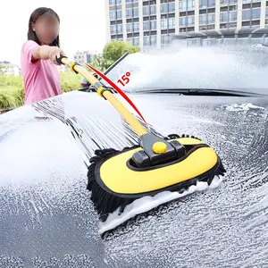 DS3524 verstellbarer Autowaschsatz Reinigungszubehör Autowaschmittel Motelverschluss Mittenschwamm Reinigungsschlappen langer Griff Mikrofaser-Autowaschbürste