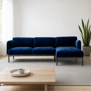 Canapé 2-3 places avec chaise longue, base en métal, accoudoirs, coussin de dossier amovible, style moderne et minimaliste pour salon, hôtel, villa, chambre - Product Image 2