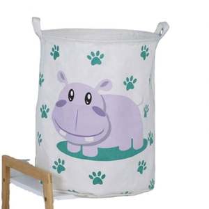 Panier à linge pliable imperméable empilable en coton et lin, seau de rangement pour vêtements sales, panier pour jouets - Product Image 1