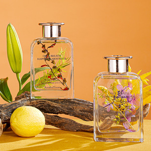 Regalo del Día de la Mujer: Difusor de Aromaterapia con Aceites Esenciales de Plantas, Difusor de Varillas para Hotel, Set de Regalo de Fragancia sin Llama para el Hogar, en Envase Cuadrado de Vidrio y Metal - Product Image 1