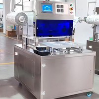 Machine semi-automatique de cachetage de plateau de carte Machine à emballer sous atmosphère modifiée d'azote de film thermique de salade de sandwich alimentaire en plastique