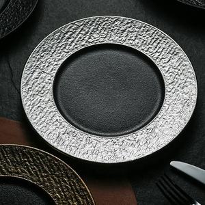 Plato de cerámica con textura de <span class=keywords><strong>arena</strong></span> negra, plato de bistec de mármol mate con diseño de flujo artístico, vajilla de moda para uso doméstico y restaurante - Product Image 6