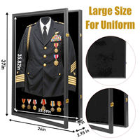 37x26 pouces grand uniforme militaire ombre boîte vitrine serrure armée marine Air Force médaille ruban cadre Photo cadre animaux