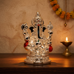 Traditional Silver Plated Handicraft Handmade Artistic <b>Religious</b> Hindu Deity Idol <b>Statue</b> Eco-Friendly Durable Wedding Birthday - Product Image 2