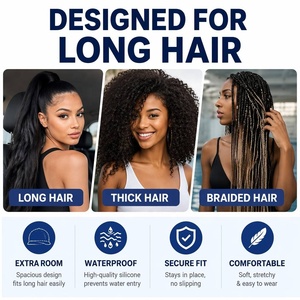 Gorro de Natación de Silicona de Alta Elasticidad para Cabello Largo, Impermeable y Antideslizante, para Mujeres y Niñas con Cabello Grueso, Protección para los Oídos, Talla XL - Product Image 3