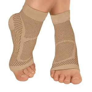 Kaus kaki kompresi tembaga lengan kaki terbuka, penopang pergelangan kaki untuk tumit taji lengkungan nyeri bengkak