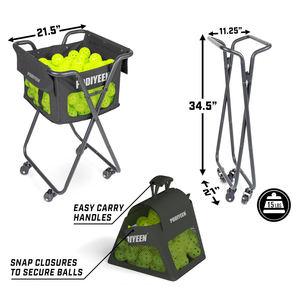 휴대용 경량 야외 피클볼 볼 카트 옥스포드 패브릭 가방 금속 스틸 프레임 100 피클볼 120 테니스 공을 보유합니다 - Product Image 2