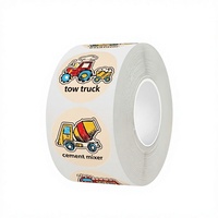 400 autocollants circulaires imprimés en couleur par rouleau, thème tracteur et voiture de dessin animé, pour l'apprentissage de l'anglais, jouet adhésif pour enfants, tableau de récompenses pour voitures
