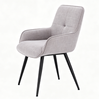 Chaise de salle à manger nordique moderne avec structure en fer, finition mate enduite de poudre et revêtement en tissu, pour la maison, le bureau et l'hôtellerie