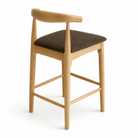 Tabouret de bar en noyer, style nordique minimaliste, chaise de comptoir en bois massif, dossier haut, chaise de bar rembourrée, tabouret d'îlot de cuisine