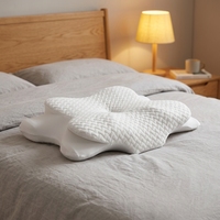 Oreiller ergonomique orthopédique moderne en forme de plante pour le cou, avec rembourrage en mousse à mémoire de forme, design pliable, tissu personnalisable