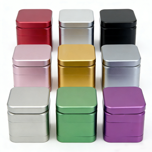 Aluminum <strong>Grinder</strong> 4-Layer Square Spice Tobacco <strong>Grinder</strong> with Pollen Sifter &amp; Scraper - Multiple Colors Available - Product Image 2