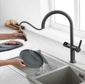 Xếp hạng hàng đầu kéo xuống vòi bếp vật liệu thép không gỉ vòi điều khiển duy nhất với ống linh hoạt - Product Image 2