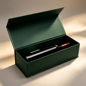 Boîte d'emballage de vin <span class=keywords><strong>en</strong></span> <span class=keywords><strong>papier</strong></span> kraft de luxe, recyclable, ondulée, avec logo personnalisé, découpe laser, gaufrage et dorure à chaud - Product Image 1