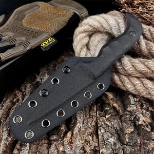 Cuchillo Bowie Táctico de Acero Inoxidable Damasco con Funda, Punta de Lanza, para Supervivencia al Aire Libre y Camping, Incluye Silbato y Varillas de Magnesio - Product Image 2