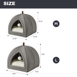 Tienda de campaña de Casa cueva para gatos 2 en 1 de fábrica para gatitos y mascotas pequeñas con almohada acolchada lavable extraíble - Product Image 4