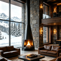 Cheminée au bois sur mesure, design unique, en métal, pour hôtels, à poser au sol