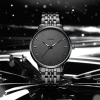 Montres à Quartz Classiques pour Hommes SINOBI Étanche à Vie PVD Plaqué Noir Produits Phares Montre Russe Prête à l'Expédition