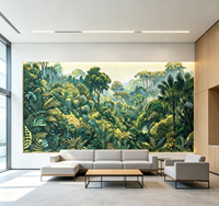 Papier peint mural Paysage de forêt tropicale verte pour salon, hall d'hôtel et zone de réception