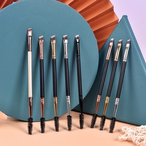 Pinceles de cejas de doble punta con mango plano y cuadrado, pincel de maquillaje de cejas en ángulo delgado negro y cepillo de cejas con logotipo personalizado - Product Image 1