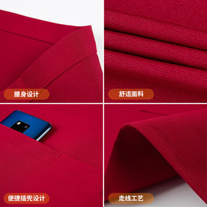 Solid Color Canvas Half Length Waterproof Apron One Size Polyester Restaurant Bar Uniform - Product Image 2