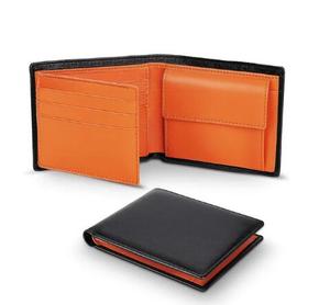 Portefeuille court et fin en cuir véritable Pebble avec logo personnalisé, unisexe, pour cartes d'identité et de crédit, motif lettres en nylon - Product Image 1