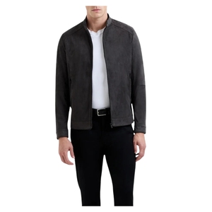 <b>Men</b> Premium Sheepskin Suede Slim-Fit Formal Bomber <b>Jacket</b> | Canvas | Real Nylon Lining | Leather Flight Pilot <b>Jacket</b> Front Logo - Product Image 5