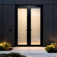 Porte extérieure en aluminium de style moderne, double vitrage, à battants, pour maison