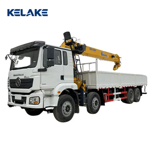 KELAKE Yellow 8x4 <b>Flatbed</b> Crane <b>Truck</b> With Straight Arm Boom - Product Image 2