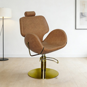 Fauteuil de Salon de Luxe Inclinable pour Femme avec Repose-Pieds Doré Autonome, Design Coquille, Idéal Maquillage, Cils, Tatouage – Vente Directe Usine - Product Image 1