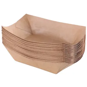 Disposable kraft paper boat shape box fast food snack tray paper packaging box