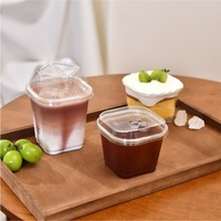 Gobelets carrés jetables en PET transparent de 93 mm, 12/14/16/20/24 oz, personnalisables en gros, avec couvercles, pour bubble tea à emporter