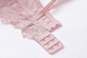 Women's Everyday Style Breathable Brassiere <strong>Panties</strong> Combo Hollowed-out Floral Lace Bow <strong>Bra</strong> <strong>Set</strong> with Logo on Waist - Product Image 6