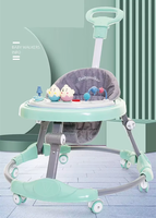 Marche-bébé 2 en 1 pliable en plastique avec plateau musical amovible, marche-bébé d'apprentissage et d'activités avec roues et siège