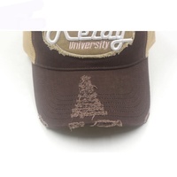 Conception personnalisée En Détresse Effiloché Patch de Broderie Applique 5-Panneau Sport Respirant Maille Camionneur Chapeau Casquette